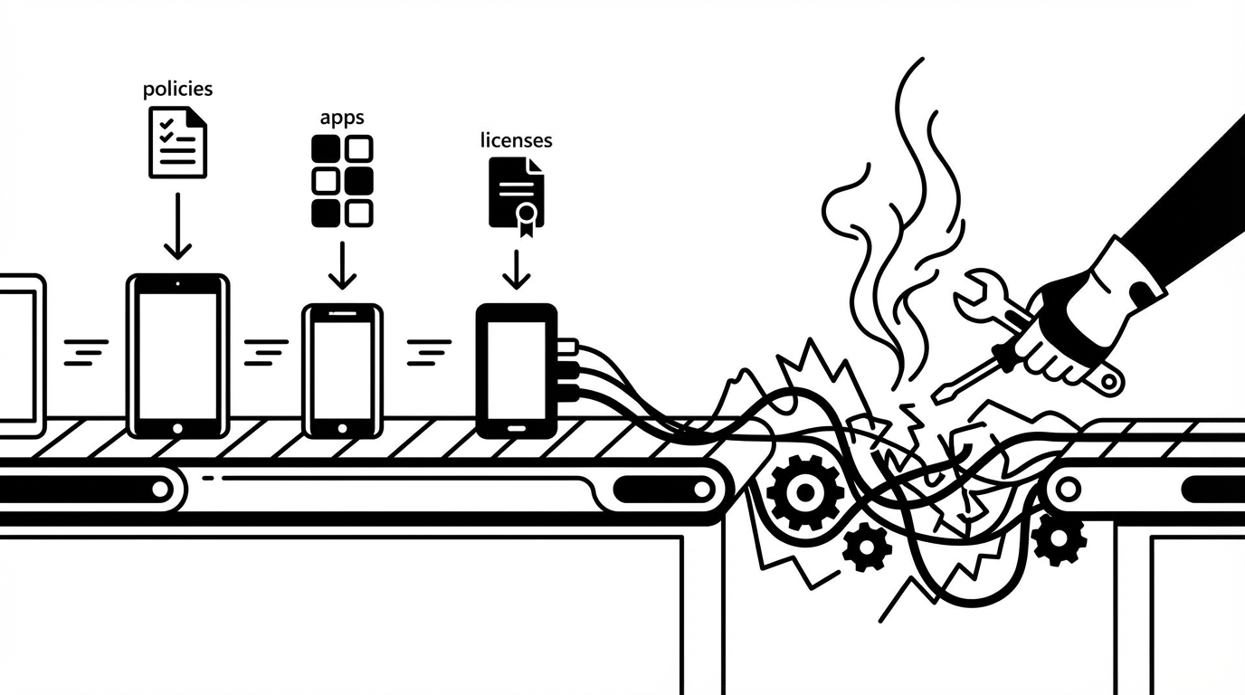 Why zero-touch device provisioning still burns technician time concept illustration - Rallied AI