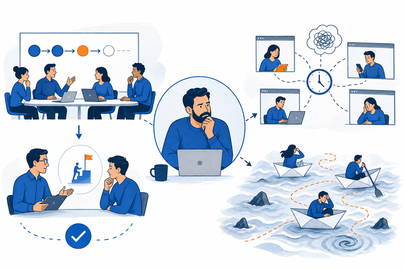 Why Small Sales Teams Drift Without a Management Cadence concept illustration - SalesMVP Lab