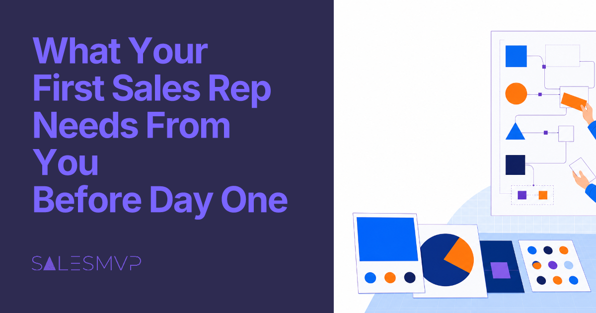 What Your First Sales Rep Needs From You Before Day One - SalesMVP Lab professional guide illustration